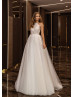 Ivory Lace Tulle Pearl Embellished Wedding Dress